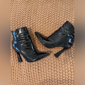 NINE WEST (worn once) patten leather stiletto boots (size 8)